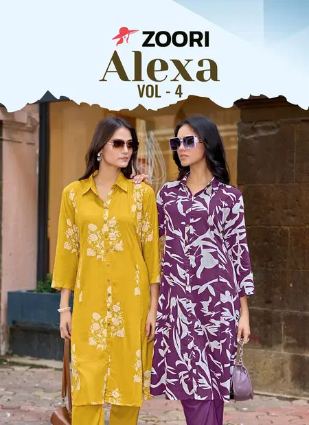 Alexa Vol 4 By Zoori Rayon Printed Kurti With Bottom Wholesale Suppliers In Mumbai